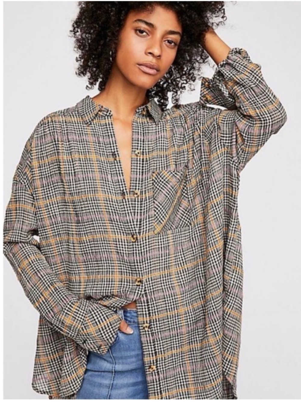 FREE PEOPLE Break My Stride Buttondown Top